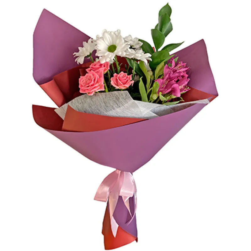 Букет с хризантемой, розой и альстромерией, доставка Черепаново